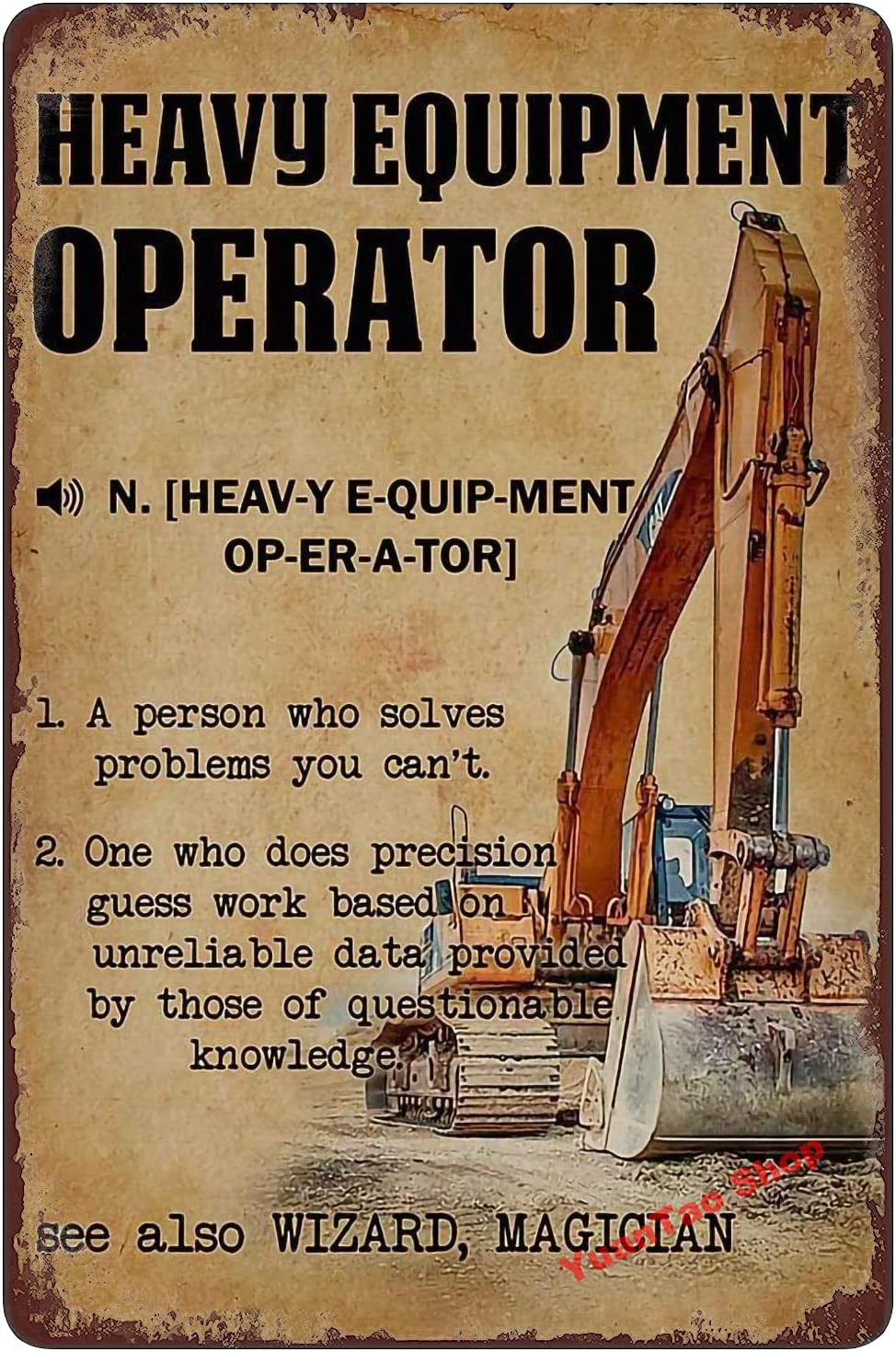 Heavy Equipment Operations - Забавная жестяная табличка «Меню оператора тяжелой